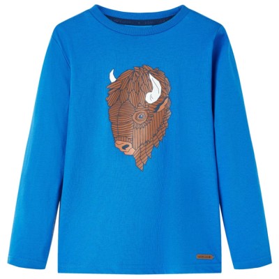 Tricou de copii cu m&amp;acirc;neci lungi, albastru cobalt, 140 foto