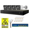 Sistem supraveghere IP Hikvision HiWatch, 4 camere 4MP, IR 30m, PoE, NVR 4 canale 8MP, Switch, Accesorii montaj SafetyGuard Surveillance, Rovision