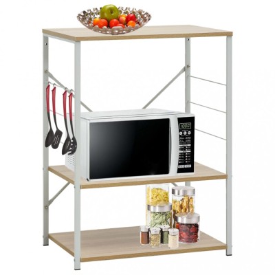 Gossi dulap microunde, alb/stejar, 60x39,6x79,5 cm, lemn prelucrat foto