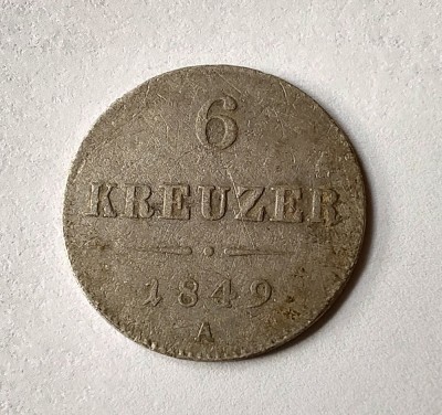 Austria - 6 Kreuzer 1849 A - Argint foto
