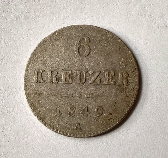 Austria - 6 Kreuzer 1849 A - Argint