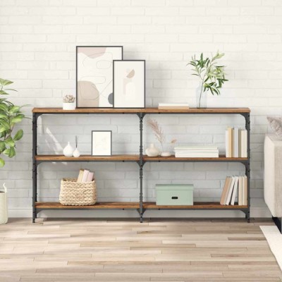 vidaXL Masă de consolă Lemn vechi 156 x 28 x 80,5 cm Lemn compozit 882784 foto