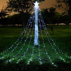 Instalatie de craciun tip perdea luminoasa cu stea luminoasa, 350 led-uri, conectare la retea, lumina calda, tree dazzler