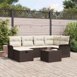 VidaXL Set de canapele pentru grădină cu pernă 7 pcs Maro Rattan poli