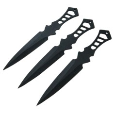 Set trei cutite de aruncat DEPOX&reg;, Anarchy Way, otel inoxidabil, negru, 19 cm, teaca inclusa
