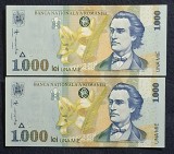 Bancnota Romania 1000 lei 1998 - 2 consecutive UNC