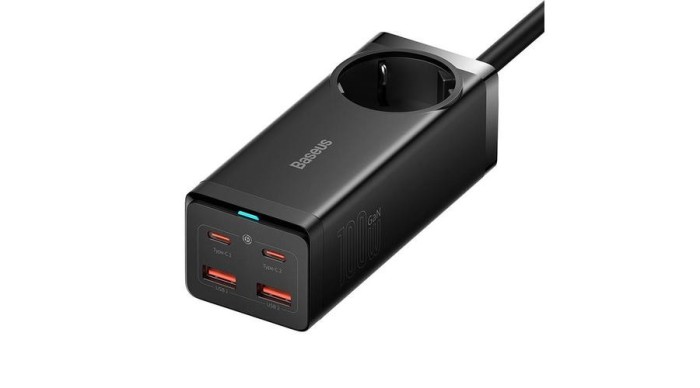 Baseus GaN3 Pro &icirc;ncărcător de perete / powerstrip 2xUSB + 2xUSB-C + AC, 100W (negru)