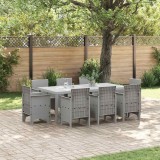 Set dining grădină 9 pcs Gri deschis 8 persoane Polipropilenă
