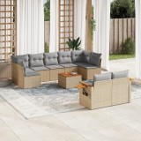 Cumpara ieftin Set canapele de grădină cu perne, 10 piese, bej, poliratan