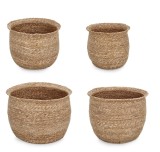 Cumpara ieftin Set 4 cosuri depozitare maro Hamida &Oslash;39x32h; &oslash;44x35h; &oslash;49x38h; &oslash;55x42h