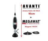 Antena Radio CB AVANTI Volo 95cm cu Magnet Megawat 145DV prindere fluture