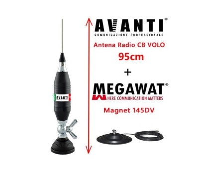 Antena Radio CB AVANTI Volo 95cm cu Magnet Megawat 145DV prindere fluture foto