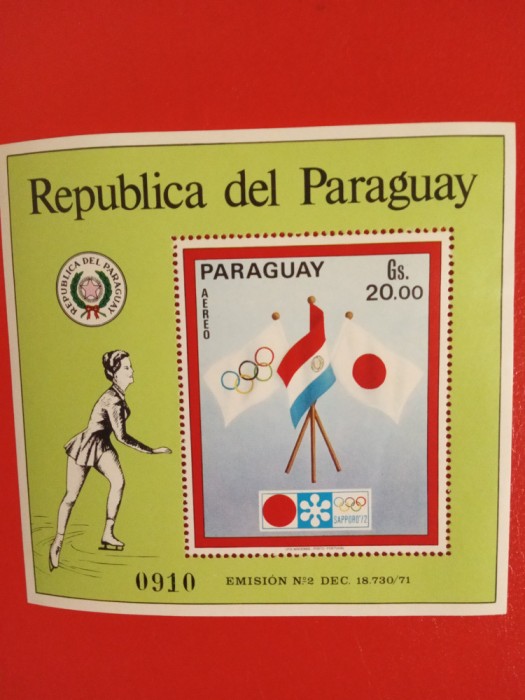PARAGUAY, SAPPORO - COLIȚĂ MNH