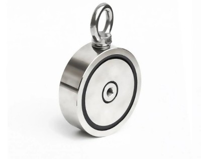 Magnet neodim oala D 75 mm cu doua carlige inelare si doua fete 200kg foto