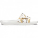 Papuci Classic Crocs Printed Camo Slide Alb - White/Multi, 37, 39, 42, 43, 45, 46, 48