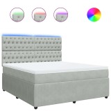 Cumpara ieftin Pat box spring cu saltea, gri deschis, 180x200 cm, catifea