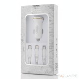 Incarcatoare Auto Tranyoo, VS1, 2.4A 3 in 1 Charger Kit, 2 x USB, White