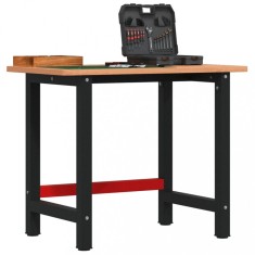 vidaXL Banc de lucru 100x60x81,5 cm lemn masiv fag, dreptunghiular