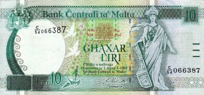 MALTA 10 lire (1967-1994) aXF!!! foto