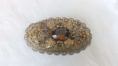 unica BROSA inseriata 1850 BIEDERMEIER in filigran OPULENTA manopera EXCEPTIONAL foto