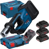 Bosch GPT 18V-19 + 0615990L1R - Aparat de presare 19 kN 35-40 mm valiza speciala + Set 3 acumulatori si incarcator Li-Ion 18 V 4 Ah valiza speciala