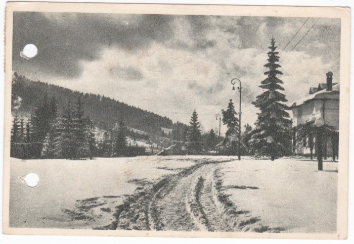 AMS - ILUSTRATA 1308, PREDEAL - VEDERE DIN PARC, ANUL 1955, cu perforari