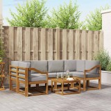 vidaXL Set de canapele de exterior 7 pcs Gri natural și deschis 3366094
