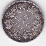 Canada 25 cents 1882 Victoria, America de Nord, Argint