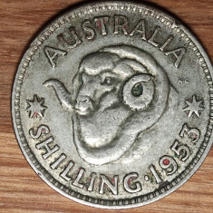 Australia - argint - moneda colectie 1 shilling 1953 - mai rar - stare f buna