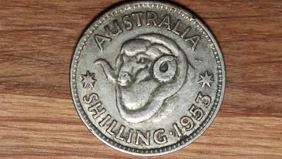 Australia - argint - moneda colectie 1 shilling 1953 - mai rar - stare f buna foto