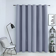 vidaXL Draperie opacă cu inele metalice, gri, 290 x 245 cm