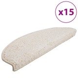 Cumpara ieftin Covorase pentru scari, 15 buc., 65x21x4 cm, alb, semirotunde, mari