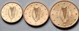Set 3 monede 1, 2, 5 cents 2002 Irlanda, unc, km#32-34, Europa