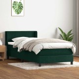 vidaXL Pat box spring cu saltea, verde &icirc;nchis, 80x220 cm, catifea 3317970