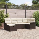 VidaXL Set de canapele pentru grădină cu pernă 6 pcs Maro Rattan poli