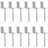 vidaXL Ancore de gard, 12 buc., argintiu, 8x6x30 cm, oțel galvanizat 145325