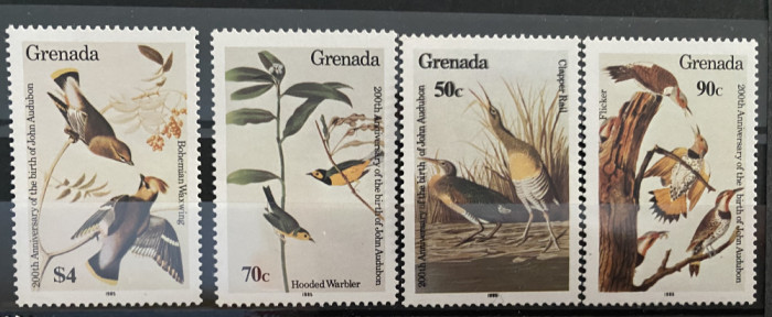 PC390 - Grenada 1985 Pasari J.J. Audubon , serie MNH, 4v