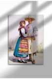 RF-44|Poster Folclor Rom&acirc;nesc, Costume Tradiționale, Imprimeu Digital pe P&acirc;nză, Artă Murală Etnică Vintage | A4 (21 x 29.7 cm) - RF-44