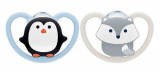 Set 2 suzete Nuk Space Silicon M1 Pinguin, 0-6 luni (Albastru/Alb)