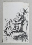 Salvator Rosa &quot;Soldati&quot; gravura veche sec 17-18, Istorice, Cerneala, Realism