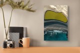 Tablou Canvas, "Laguna de smarald la țărmul mării", Nisip, Plajă, Ocean, Apă, Valuri, Liniște, Contrast, Mal, Textură, Natură, Formă, Culoare, Peisaj,