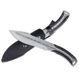 Cumpara ieftin Cutit de vanatoare DEPOX&reg;, Comando Friend, 33 cm, otel inoxidabil, argintiu, teaca piele inclusa