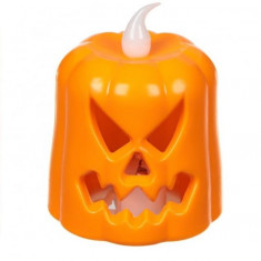 Lumanare cu flacara led Dovleac Halloween, Plastic, Portocaliu,7 cm