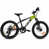 Bicicleta copii DHS Terrana 2026, 20 inch, negru-verde, 7-11 ani