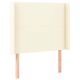 Cumpara ieftin Tablie de pat cu aripioare, crem, 103x16x118/128 cm, piele eco