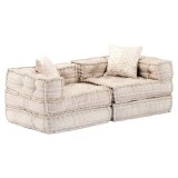 Canapea puf modulară cu 2 locuri, bej, material textil