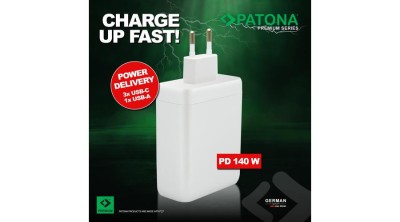 PATONA Premium PD140W 3xUSB-C 1xUSB-A Adaptor alb PD3.0 QC3.0 foto