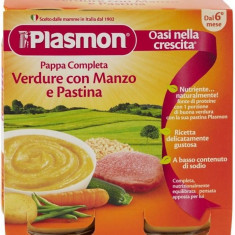 Meniu complet cu vita, legume si paste 6 luni+, 2 x 190g, Plasmon