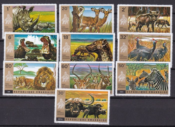 Rwanda 1972 fauna parc national MI 487-496 MNH