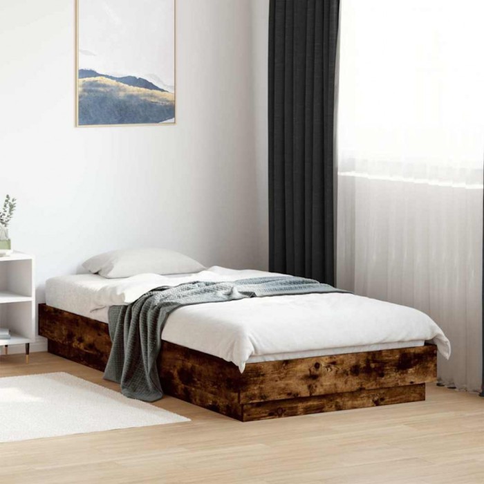 vidaXL Cadru pat fără saltea stejar fumuriu, 90x190 cm, lemn prelucrat 839634